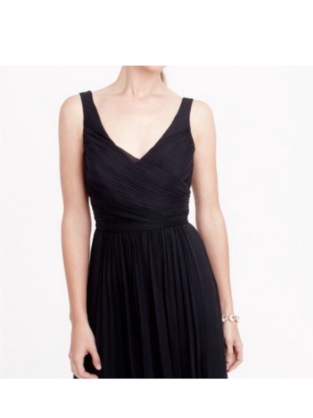 J.Crew Heidi black long dress in silk chiffon